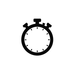 Black and white illustration of a stopwatch timer icon for design use