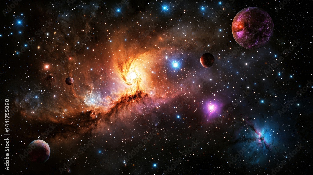 Aufkleber galaxy formation with stars in a cosmic scene digital art outer space vibrant colors celestial viewp