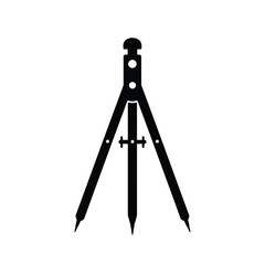 Black silhouette of compass divider geometry tool precision instrument on white background