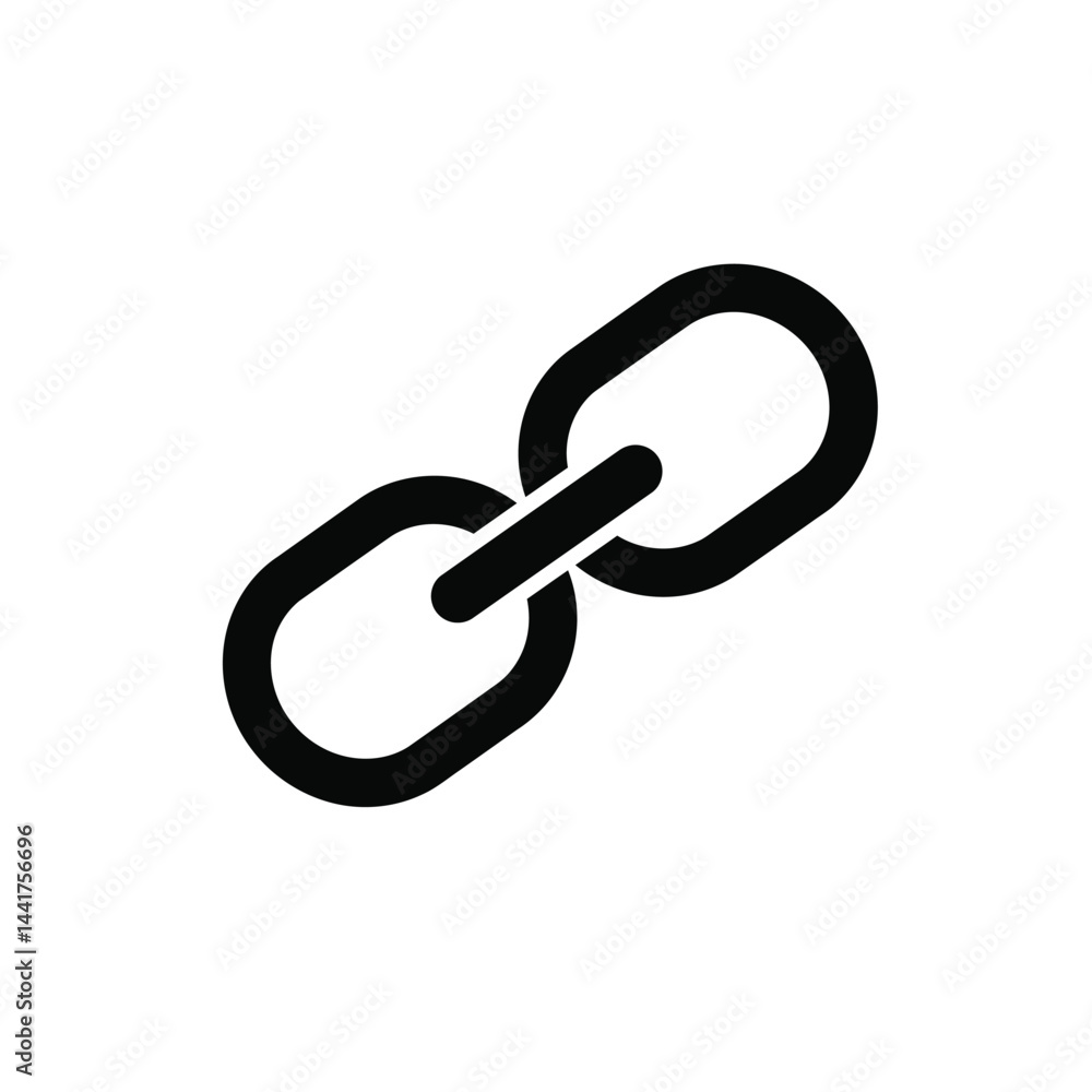 Poster black outline simple chain link graphic design element on white background