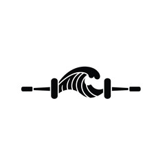 Wave symbol connecting two medical instruments black silhouette icon