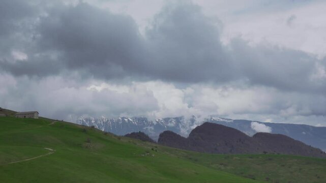 Cloudy Mountain Landscape Timelapse in Lessinia Italy