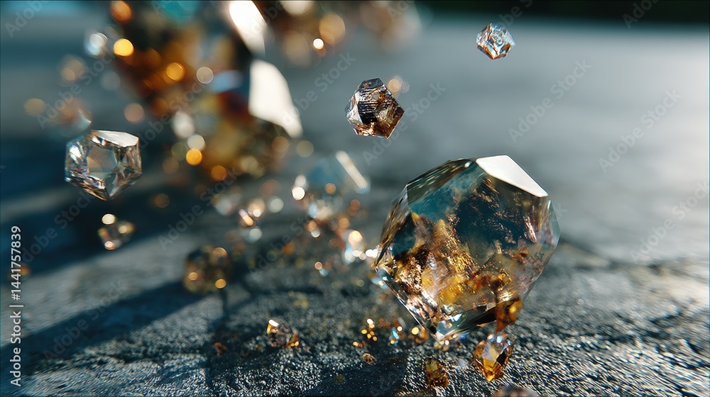 Poster brilliantly cut diamond displayed on a polished table surface highlighting its radiance and immacula