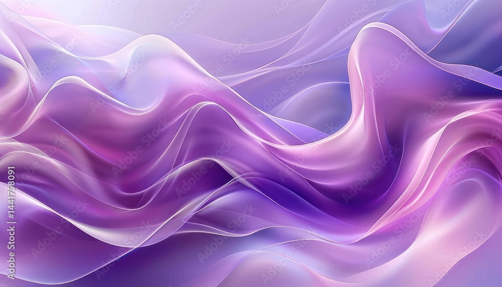 Leinwandbilder smooth flowing translucent purple and pink silk-like fabric waves creating a soft and dreamy abstract texture