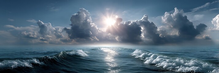 Fototapeta premium Tropical paradise at sunny tropical beach with clear blue sky and turquoise water ocean photography of dreamy ocean waves