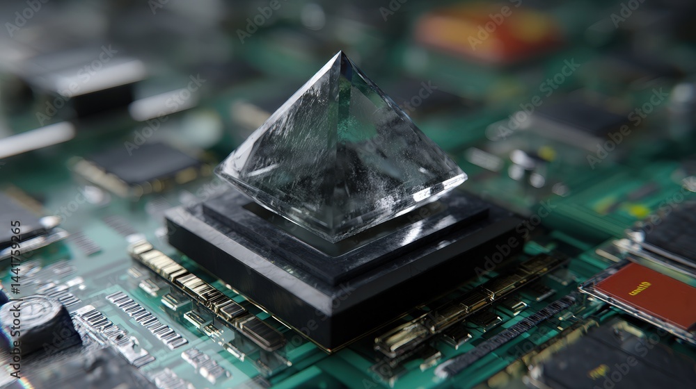 Aufkleber exquisite diamond positioned on a motherboard showcasing the fusion of technology and luxury in a un