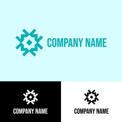 M letter initial logo. Geometric, woven, line, company, business, symmetric, square, cube, template. Vector