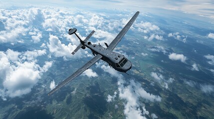 Naklejka premium Military forces adapting to satellite-based technology in aerial operations modern warfare high altitude strategic view
