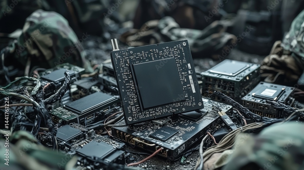 Aufkleber military operations securing encrypted hard drives field setting technology close-up tactical enviro