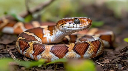 Fototapeta premium Captivating paradise tree snake in lush jungle habitat nature photography serene environment close-up view