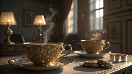 Fototapeta premium cup of coffee with candles