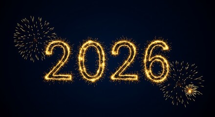 Celebrating Year 2026 Sparkler Number with Fireworks