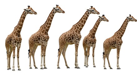 Obraz premium Giraffes Standing Together on White Background Animal Group