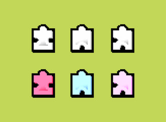 piece of puzzle in colorful icon, modern retro trendy pixel gradient art decoration elements vector illustration for game or any template