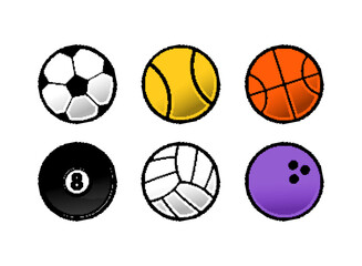 set of soccer ball, basket, volley, tennis, billiard icon set. modern retro trendy pixel gradient art decoration elements vector illustration for game or any template