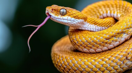 Obraz premium Malayan pit viper coiled in nature close-up photography tropical environment captivating viewpoint serpent concept