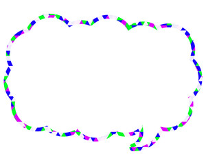ステンドグラス風吹き出し　三角形模様　細長い雲形