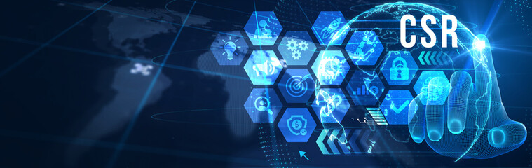 CSR abbreviation, modern technology concept. Business, Technology, Internet and network concept. 3d illustration