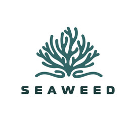 Algae seaweed icon of coral reef, marine underwater of sea and ocean alga, vector emblem. Seaweed algae symbol for organic medicine, aquatic biology and science or underwater aquarium ecosystem