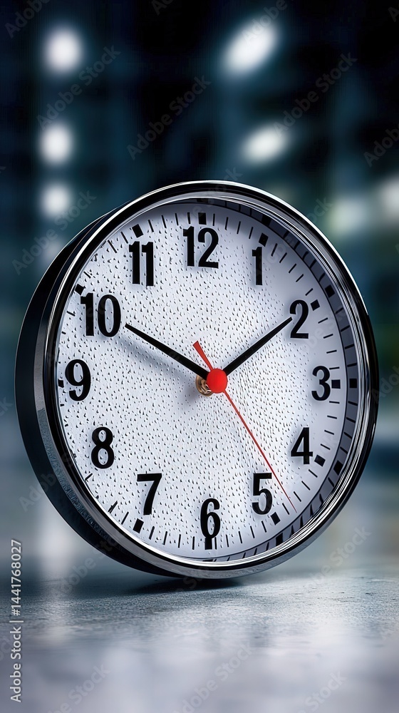 Poster Analog clock displaying time indoor setting high-quality image focus on detail modern concept