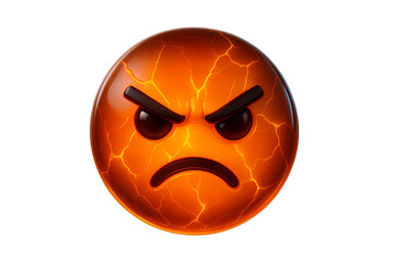 Angry Lava Emoji – Furious 3D Emoticon with Cracks PNG Transparent Background

