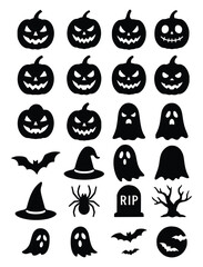 halloween silhouette vector set