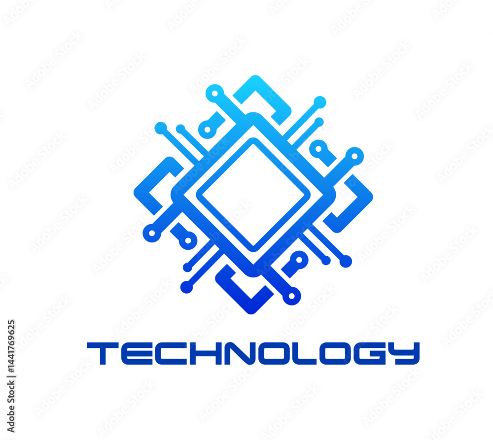 Fototapete computer chip, ai technology icon of computer chipset for digital tech, vector sign. chipset icon fo