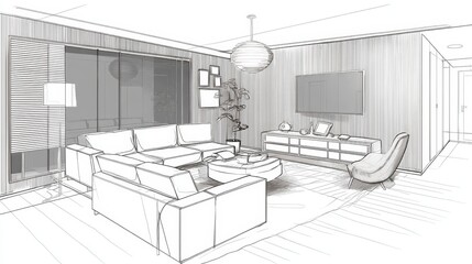 Living room isometric interior design