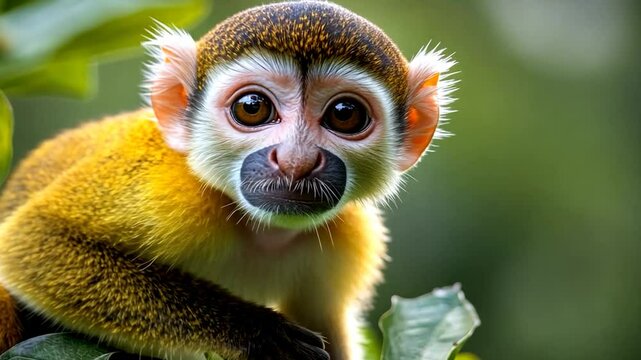 Adorable Squirrel Monkey in Lush Rainforest