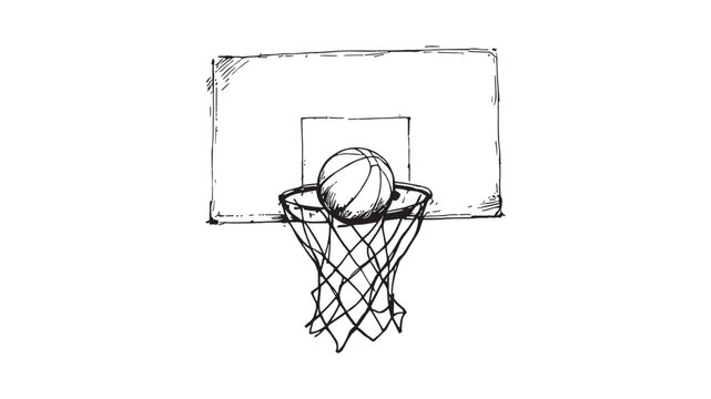 Basketball full details line art sketch of iconic slam dunks