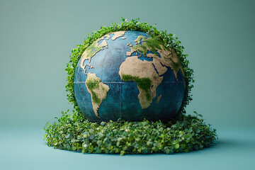 Fototapeta premium Sustainable Earth Globe Surrounded By Lush Greenery Representing Environmental Awareness And Protection