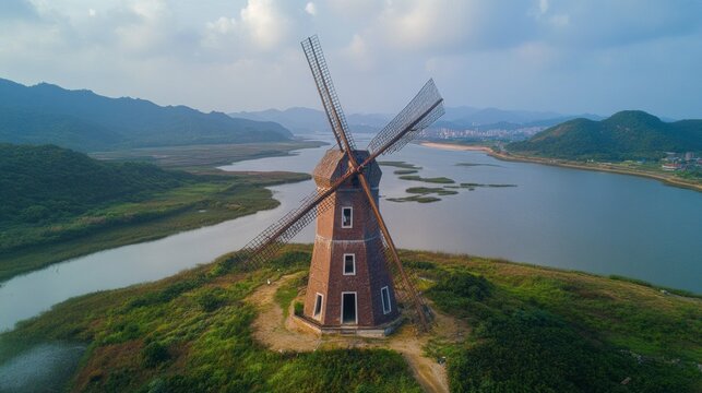 Big windmill in Hailing Island, Yangjiang City, Guangdong Province, China