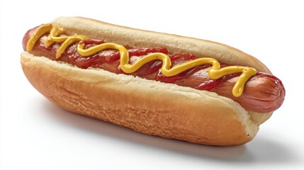 Tasty hot dog on white background