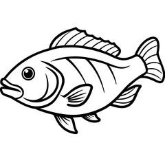 Elegant Grouper in One-Line Vector Art