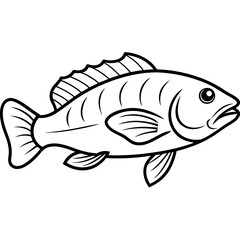 Elegant Grouper in One-Line Vector Art