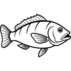 Elegant Grouper in One-Line Vector Art