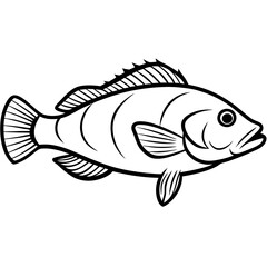 Elegant Grouper in One-Line Vector Art