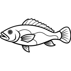 Elegant Grouper in One-Line Vector Art