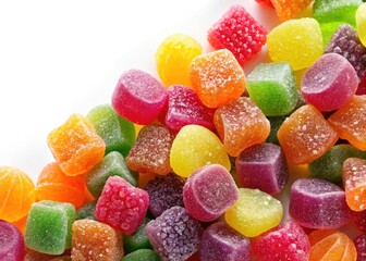 Colorful Fruit Jelly Gummy Candy, Sweet Dessert, Isolated White Background, Delicious Gummy Bears,  Yummy Jellies,  Gummy Sweets,  Jelly Candy Photography