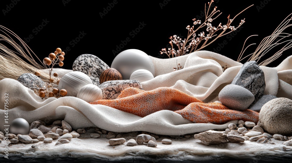 Aufkleber textures of natural materials artistic display still life serene environment close-up view creative 