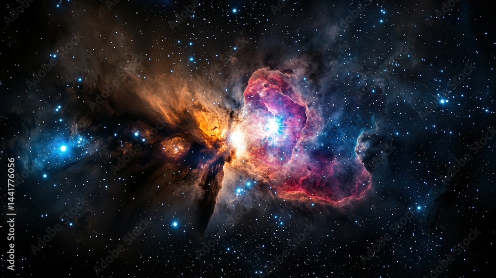 Poster timelapse of a nebula's stellar nursery birth a cosmic event from an astronomical viewpoint