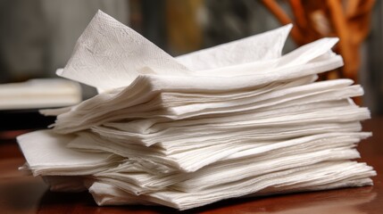 Stack of paper napkins. close-up.