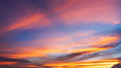 Beautiful colorful gradient sky after sunset, Nature background