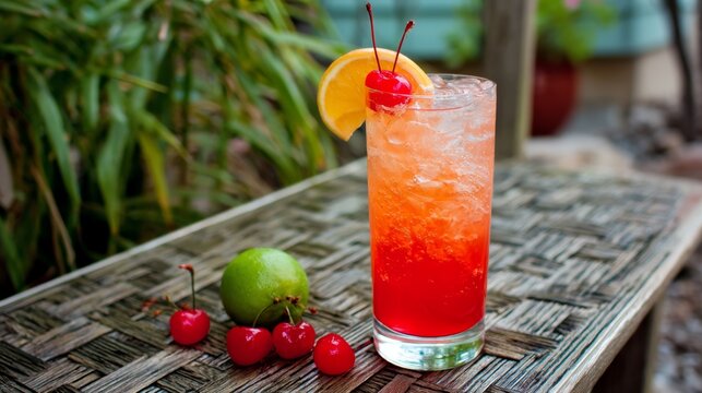 Boozy Refreshing Dirty Shirley Cocktail with Grenadine