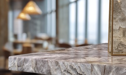 Light-Gray Marble Countertop in Modern Cafe