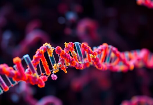 Microscopic view of RNAi mechanism targeting gene, genetic engineering, research