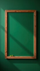 Rustic green chalkboard with wood frame, isolated , green, wooden frame