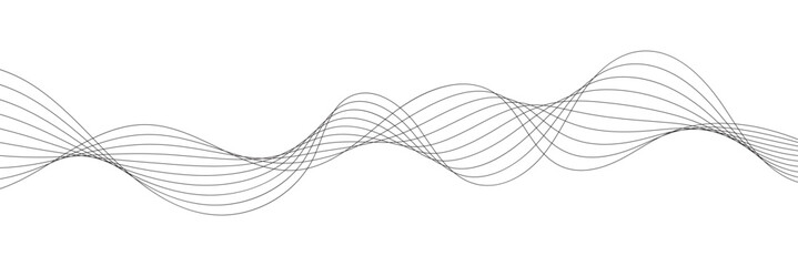 Fototapeta premium Abstract vector grey wavy lines on white background in concept of technology, science, music, modern.