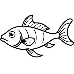 Elegant Lanternfish Vector Line Drawing