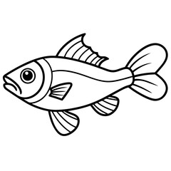 Elegant Lanternfish Vector Line Drawing